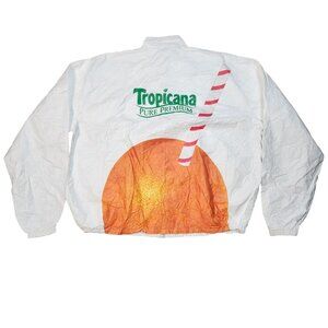 Tropicana Pure Premium Promotional Rainbreaker Jacket Large White & Orange Tyvek